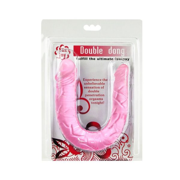 Dildo doble color rosa translucido Double Dong - Baile - Imagen 4