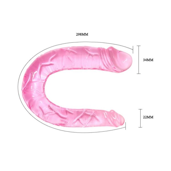 Dildo doble color rosa translucido Double Dong - Baile - Imagen 3