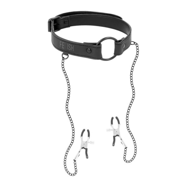 Anilla mordaza con pinzas para pezones - Fetish Submissive